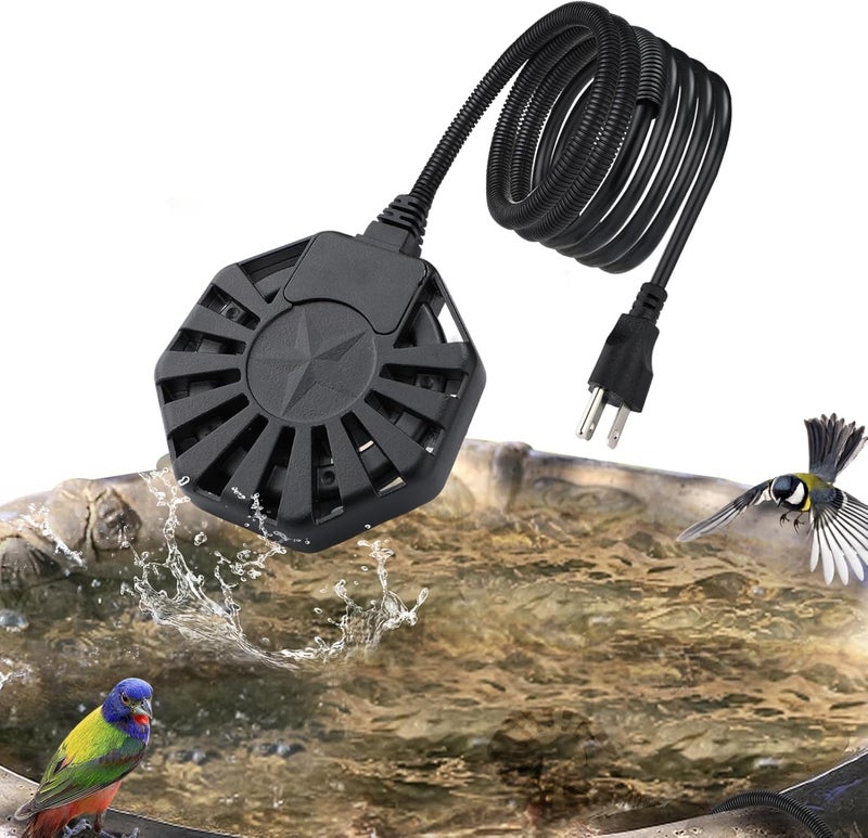 Biubee Bird Bath Heater - Water De-icer for Winter Outdoor Duck Livestock Coop Water Tank Trough Small Pond, Chicken Water Heater 150W Thermostatic Control Aluminum Painted PTFE Submersible Heater - Image 1